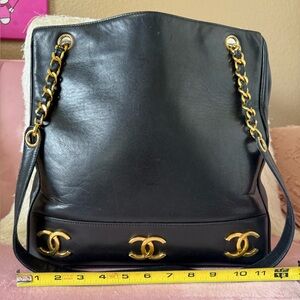 CHANEL Black and Gold Shoulder Bag